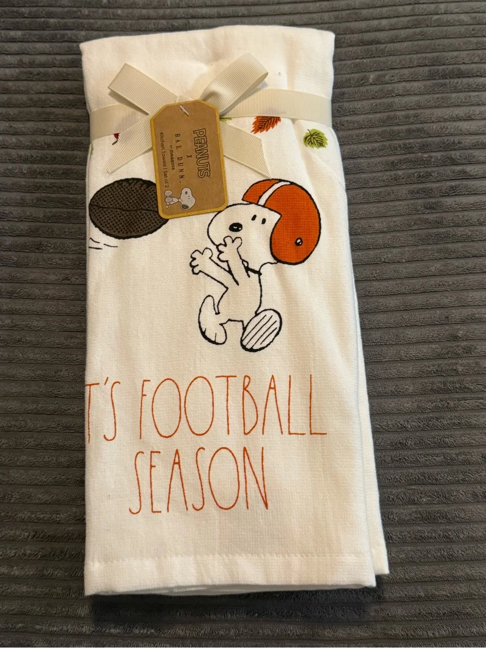 Rae Dunn x Peanuts Kitchen Towels- Set of 2- IT’S FOOTBALL TIME- NWT